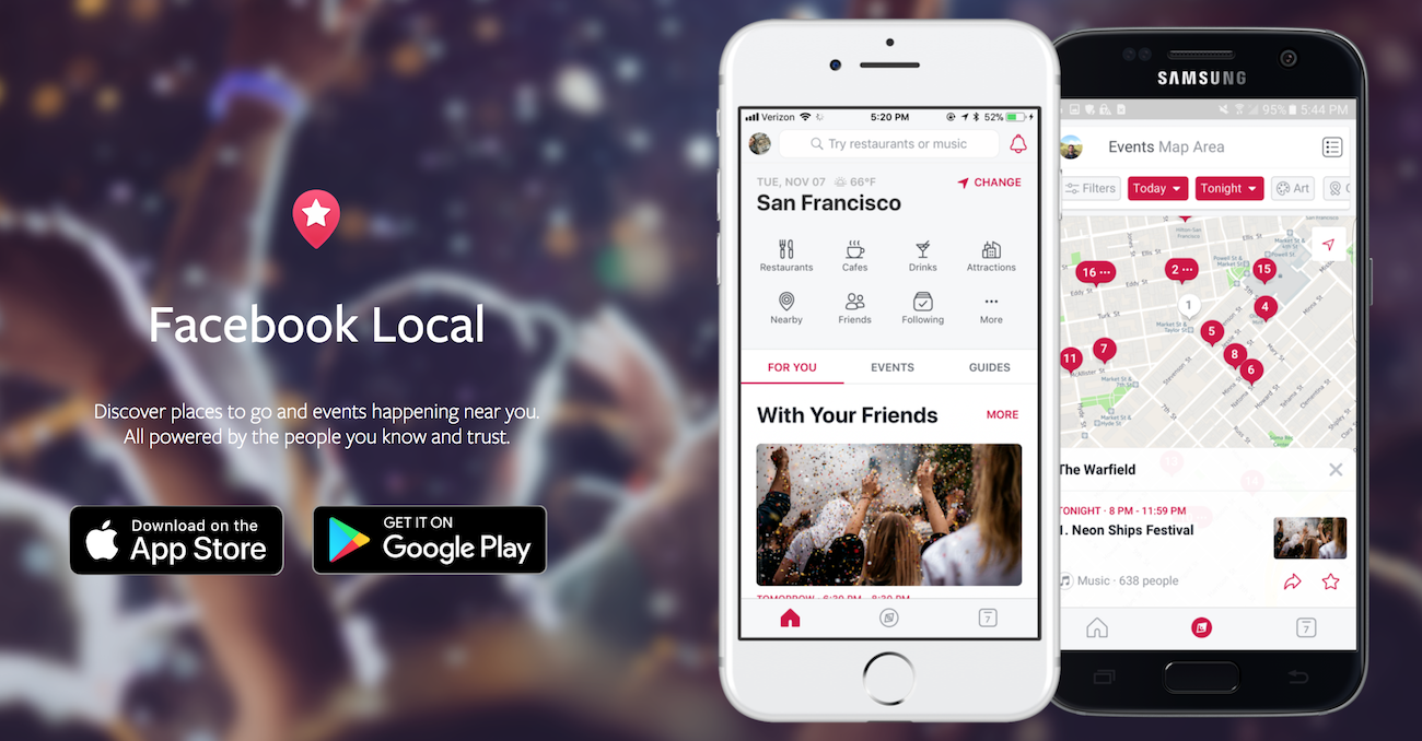 Facebook relaunches Events app as Facebook Local, adds bars and food