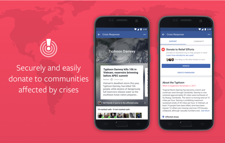 Facebook makes it easier to donate in times of crisis