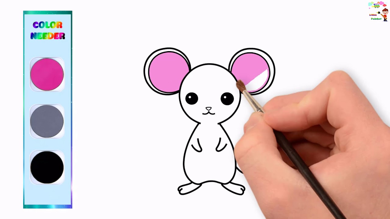 Little Painter : Draw a mouse | Painting a mouse | Learn to draw & colors for children |