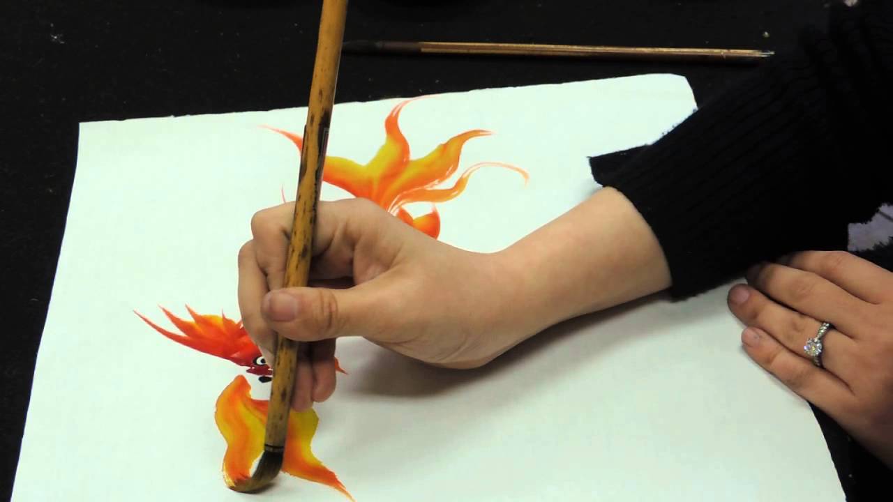 Chinese brush painting basics – gold fish