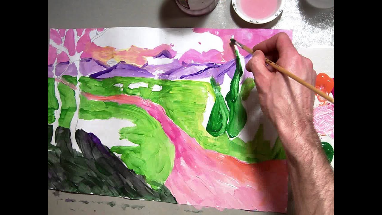 Fauvism Landscape Painting “medium shapes with bright colors and blending (part 3/7).MOV