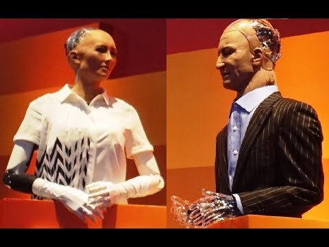 Two AI robots Sophia & Han debate the future of humanity  – Rise 2017