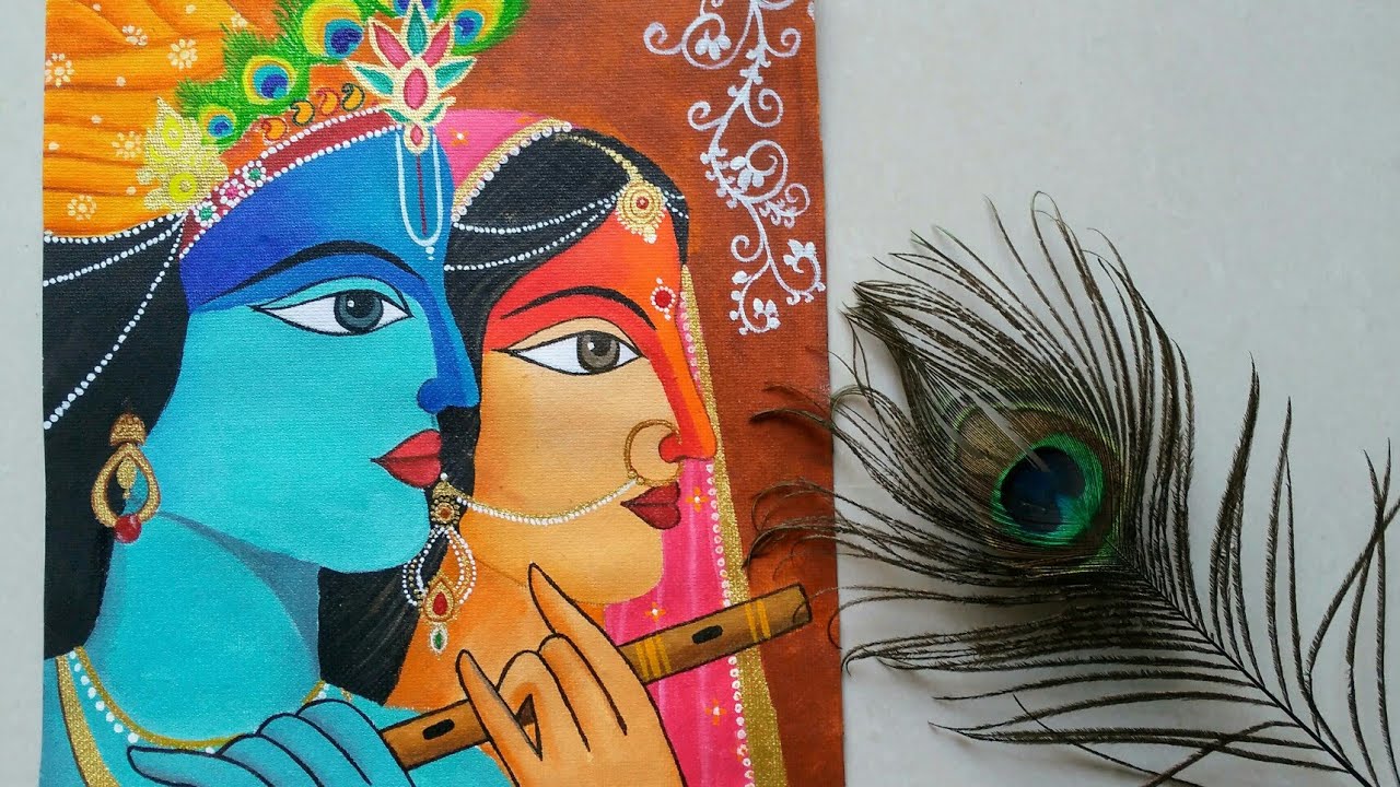 Easy Radha Krishna modern art drawing for beginners || Mordern art of Radha Krishna