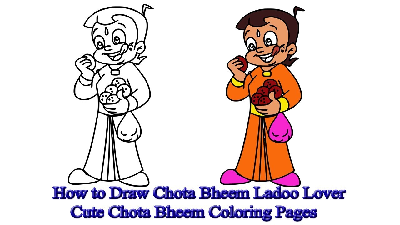 How to Draw Chota Bheem Ladoo Lover | Cute Chota Bheem Coloring Pages