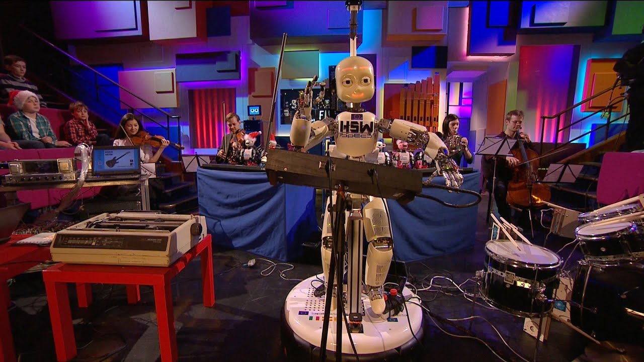 Robot orchestra perform Doctor Who theme – Royal Institution Christmas Lectures 2014 – BBC Four