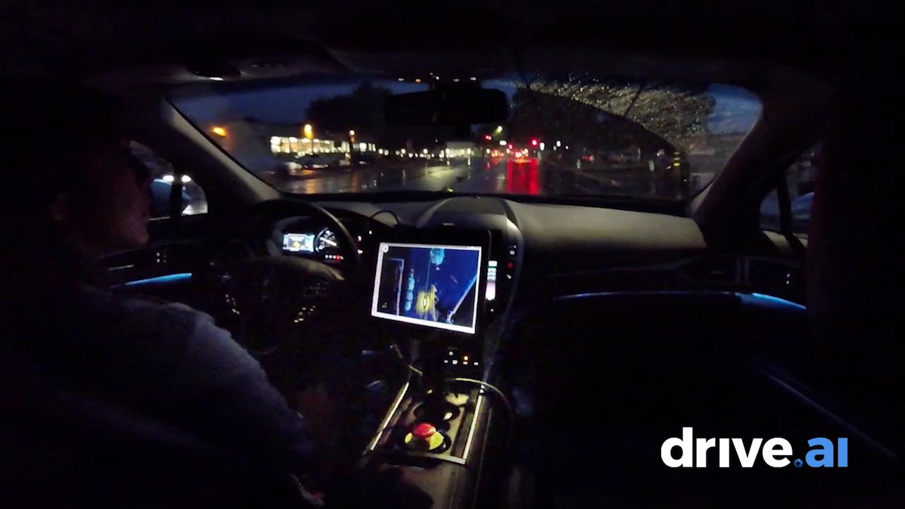 drive.ai Rainy Night Autonomous Drive