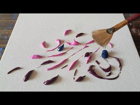 Simple Floral Abstract Painting using Fan Brush /Satisfying/Demonstration/Daily Art Therapy/Day #026