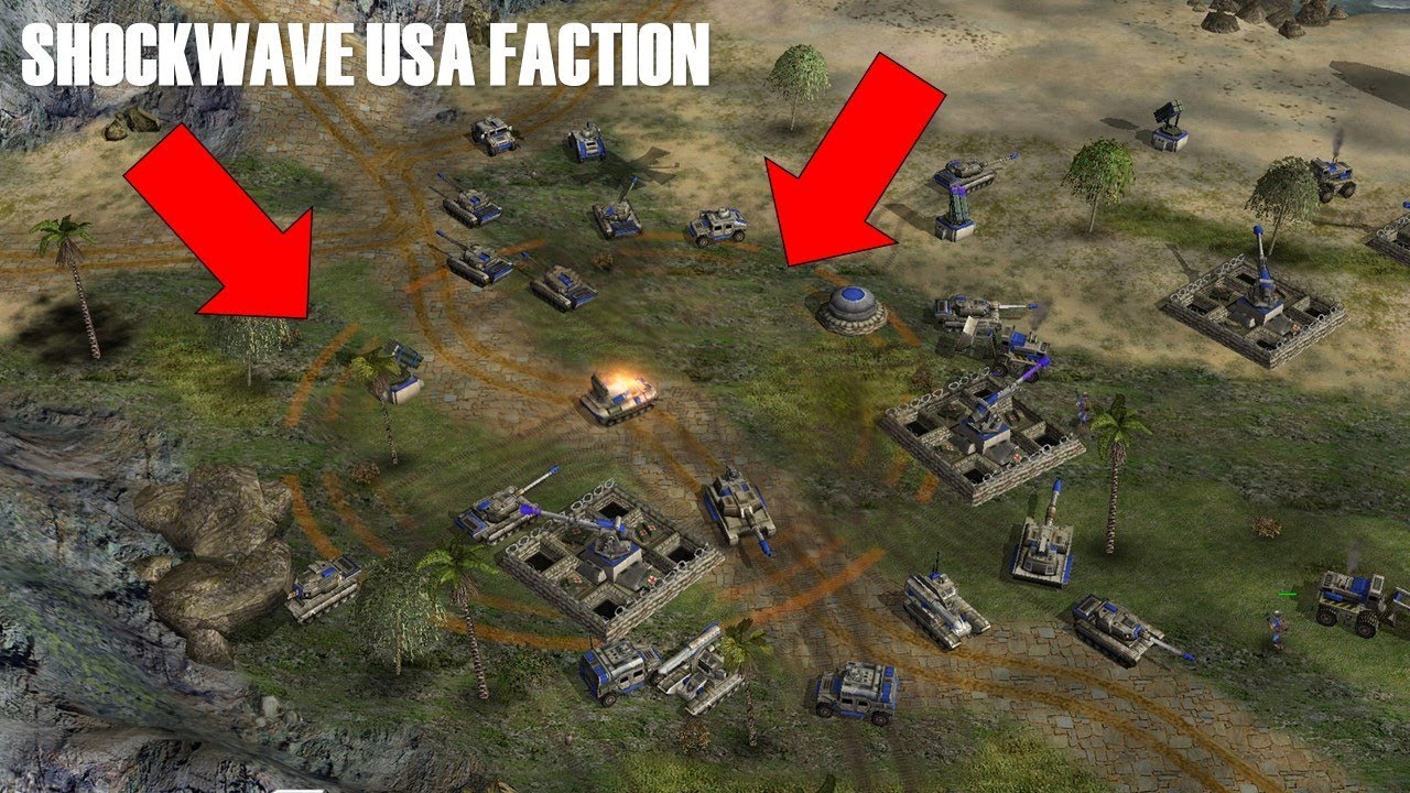 Shockwave Mod – USA General VS Random Medium AI  – Paladin Tank Spam