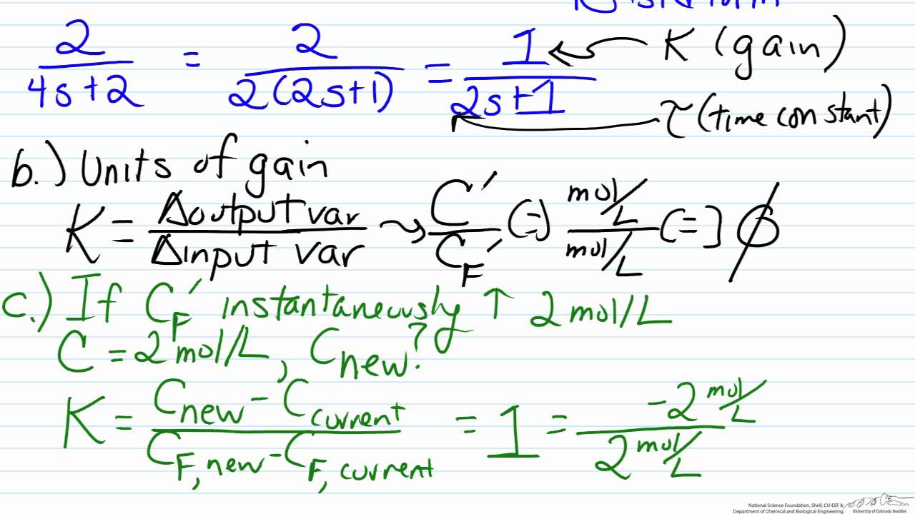 Finding Gain and Time Constant from a Transfer Function Model