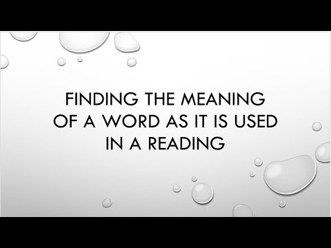 Finding the Meaning of a Word as It Is Used in A Reading