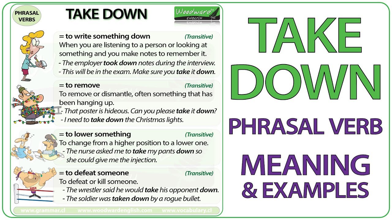 TAKE DOWN – Phrasal Verb Meaning & Examples in English