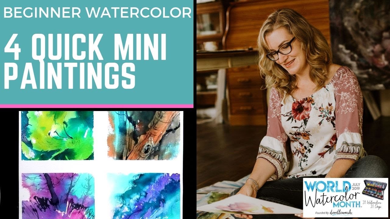 Paint 4 mini landscape paintings full of color and learn color theory in the process!