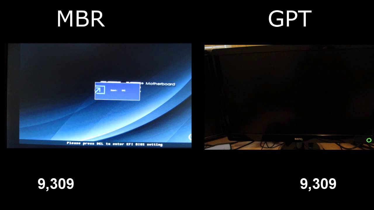 Windows 8 boot with MBR and GPT comparison