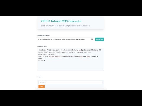 GPT-3 Tailwind CSS Generator