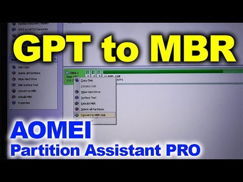Lossless conversion from GPT to MBR (AOMEI Partition Assistant Pro)