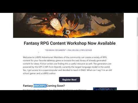 LitRPG Adventures: GPT-3 Powered Fantasy Content Generator Workshop