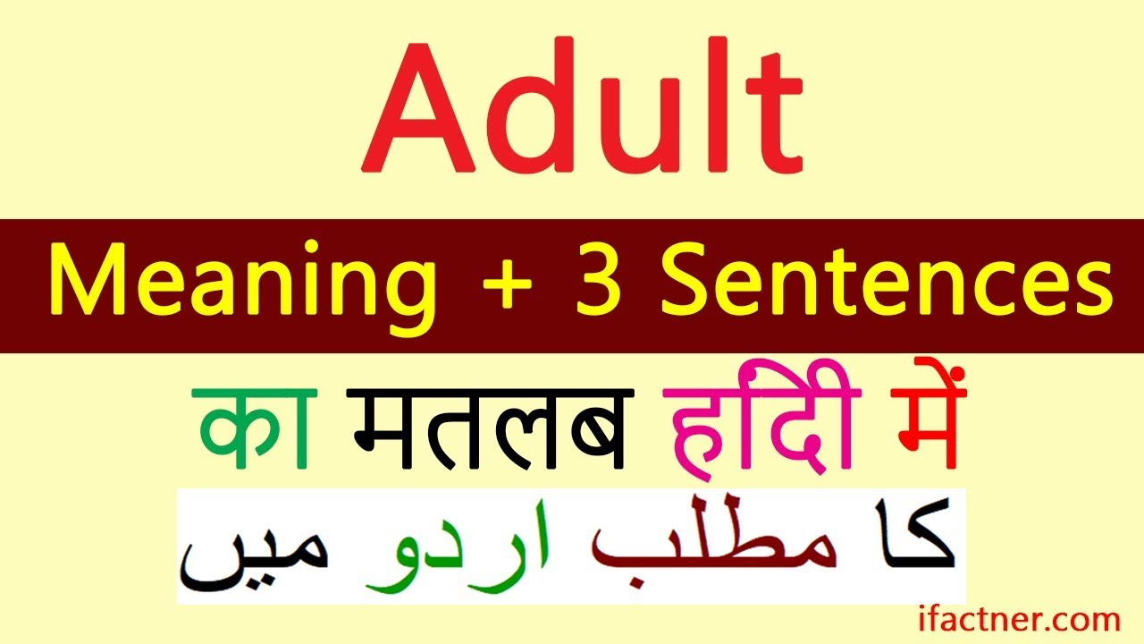 Adult meaning in Hindi | English to Urdu dictionary | English speaking practice translation