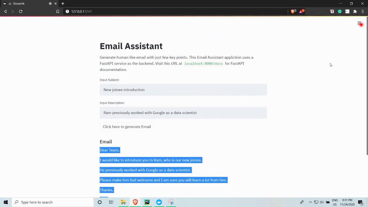 Email Assistant Powered by GPT-3