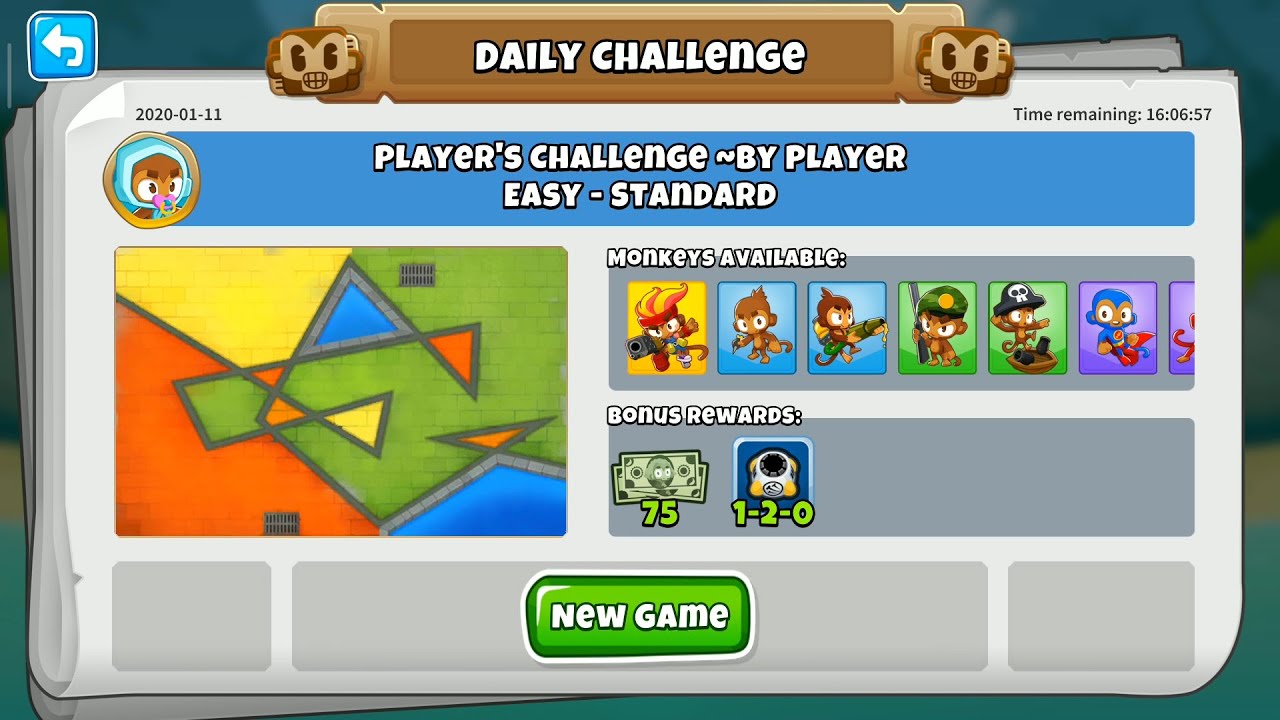 Bloons TD 6 (BTD6) Daily Easy Challenge Players's Challenge by Player on 11 Jan 2020