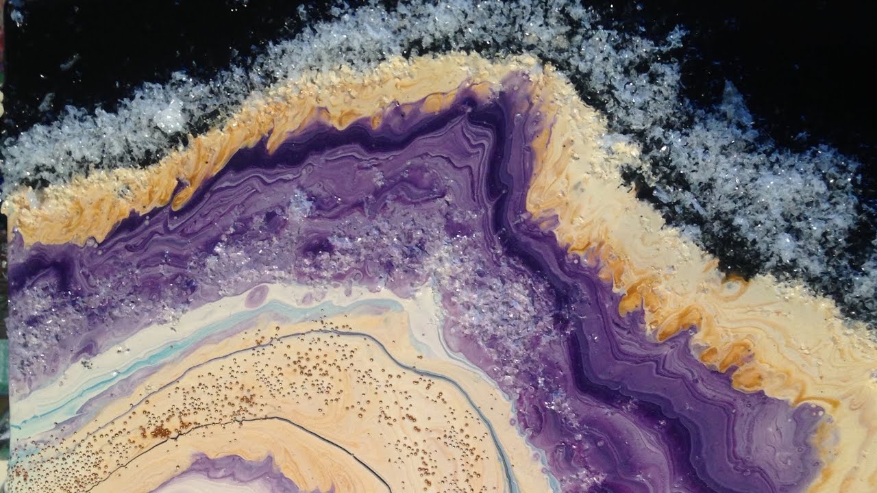 #20 Geode, agate,  amethyst acrylic pour painting