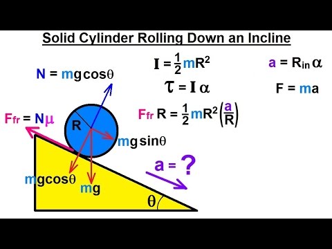 Physics – Application of the Moment of Inertia (3 of 11) Solid Cylinder Rolling Down an Incline