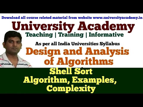 DAA19: Sorting Algorithms | Shell sort ,Concept, Algorithm, Examples, Time And Space Complexity