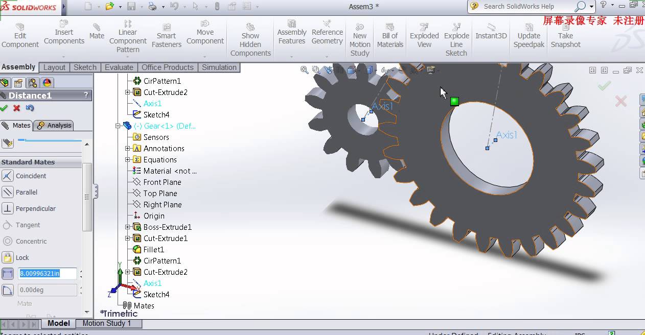 Proper Gear Assembly in Solidworks