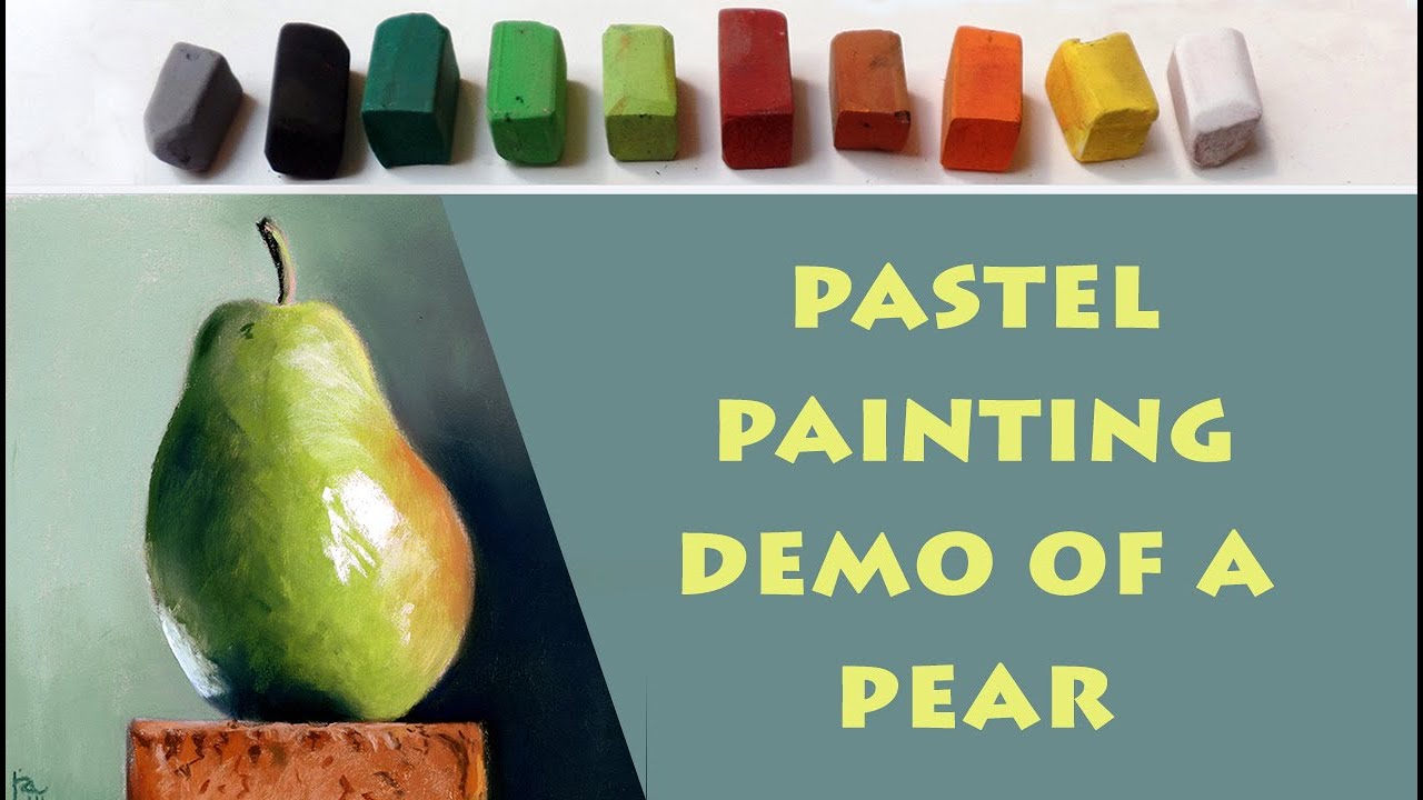 Slowed Down time lapse Still Life Pastel painting demo of a Pear