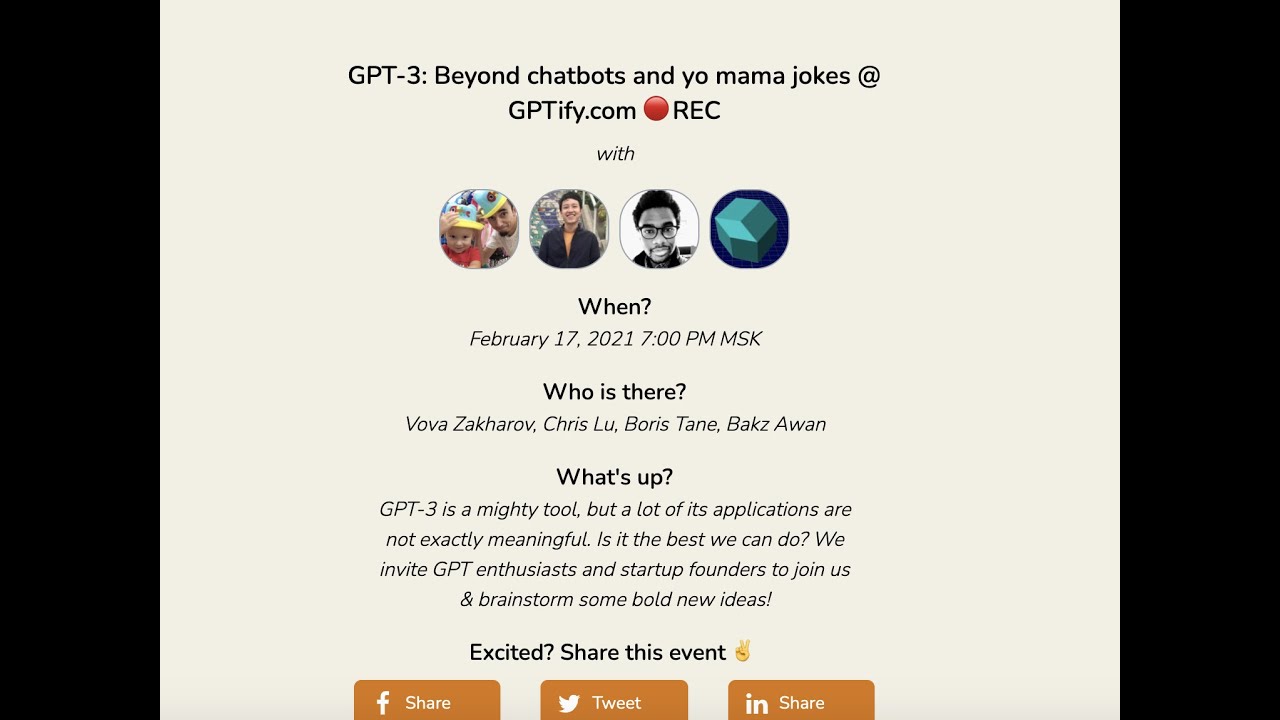 Clubhouse Event Recording: "GPT-3: Beyond chatbots and yo mama jokes"