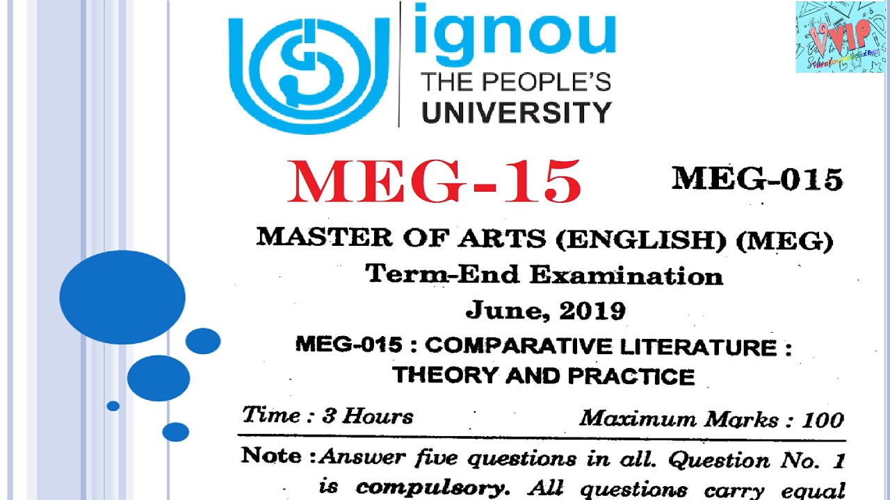 MEG 15 Comparative Literature Theory And Practice question paper 2019june