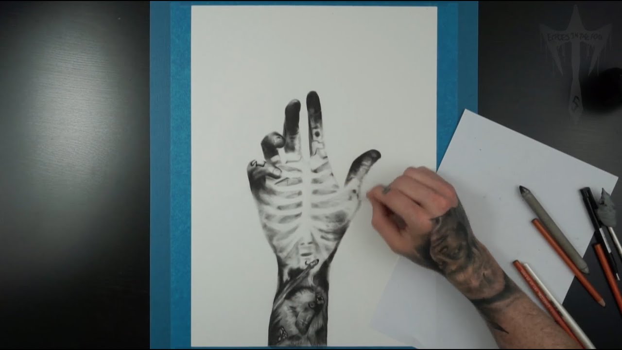 Depersonalization Art Realistic Hand Drawing Charcoal Surrealism  "Can You Feel?" Time Lapse