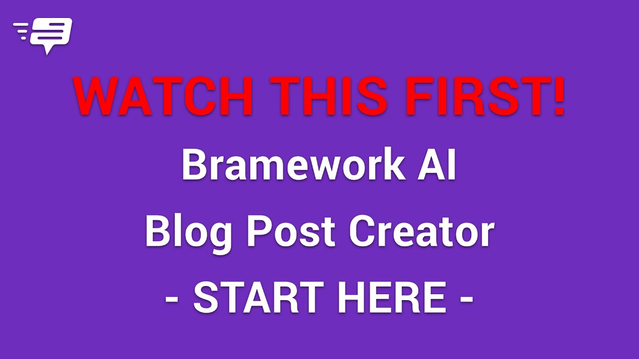 Bramework AI Blog Post Creator START HERE