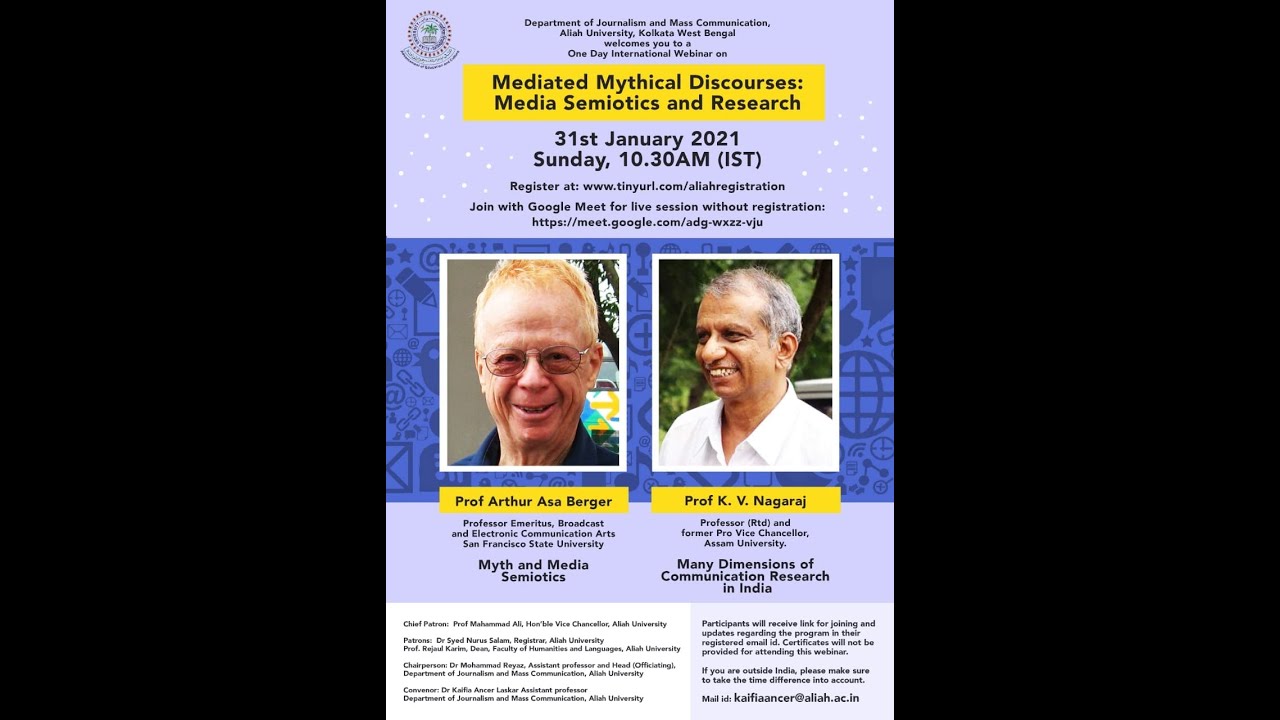 International Webinar on ‘Mediated Mythical Discourses: Media Semiotics and Research’