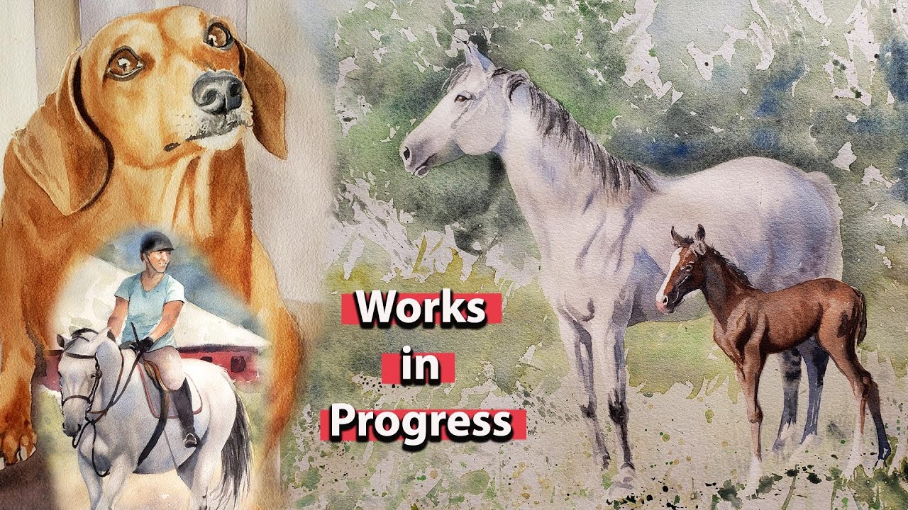 ART UPDATE-  Horse watercolor painting, Dachshund Portrait, Custom Wedding Portrait – What I'm Up 2!