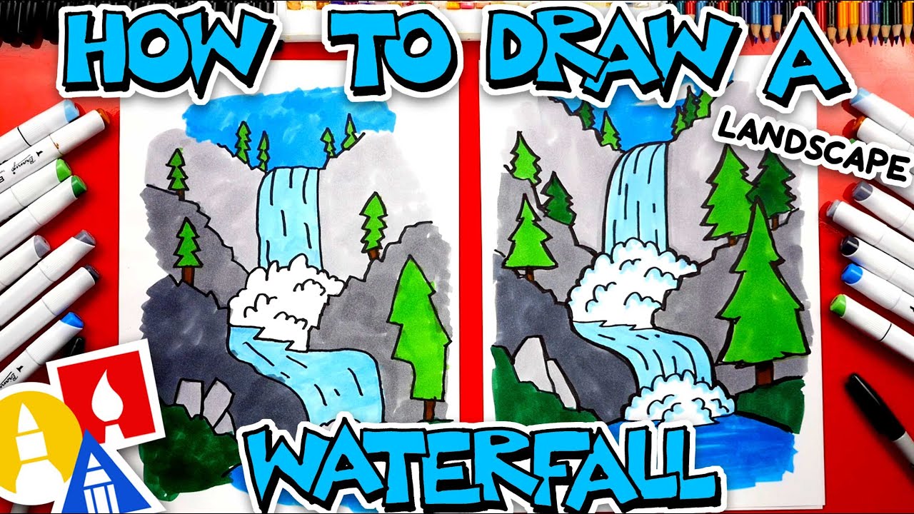 How To Draw A Waterfall Landscape – #CampYouTube Draw #WithMe