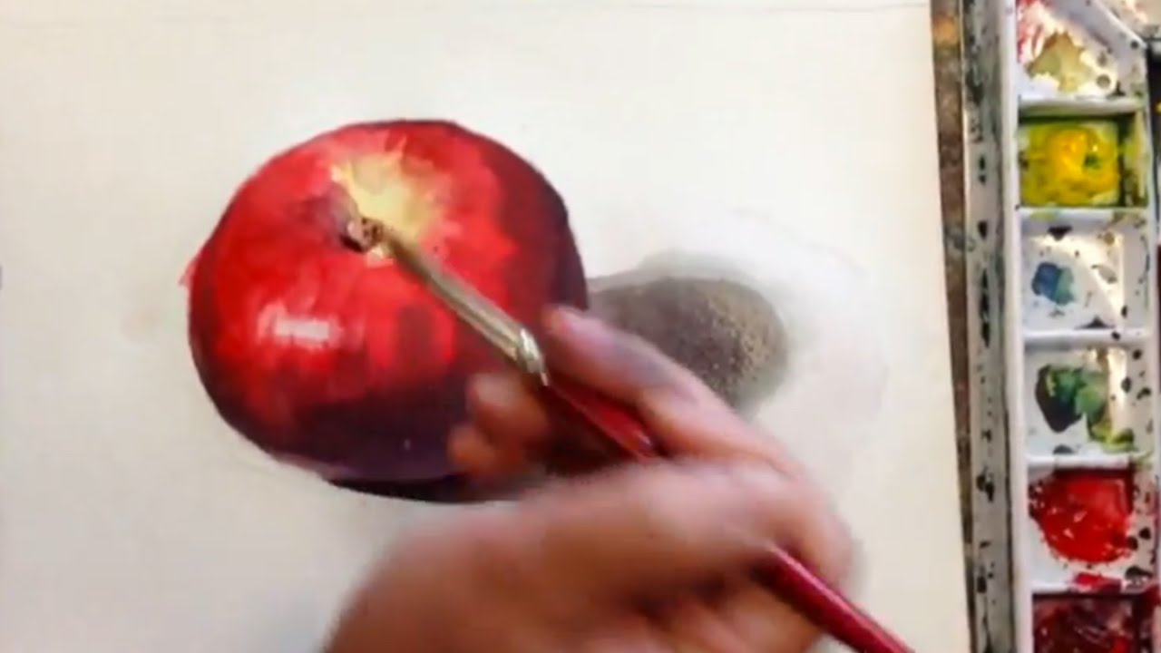 Still Life #12 – Watercolor Painting a Red Apple