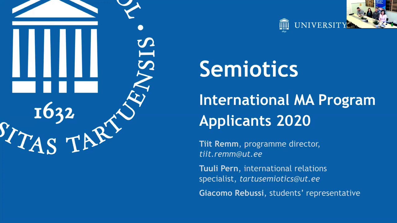 MA Semiotics – Info Session 2020