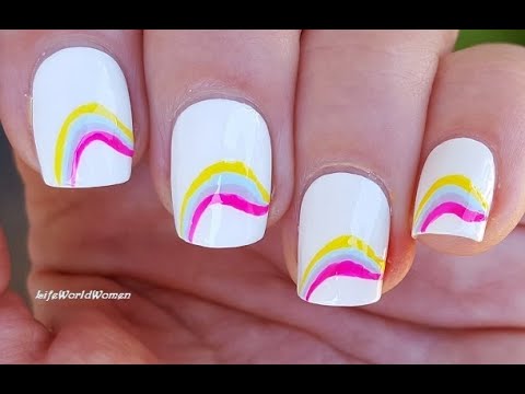 MINIMALIST SUMMER NAIL ART: White Nails With Colorful Lines