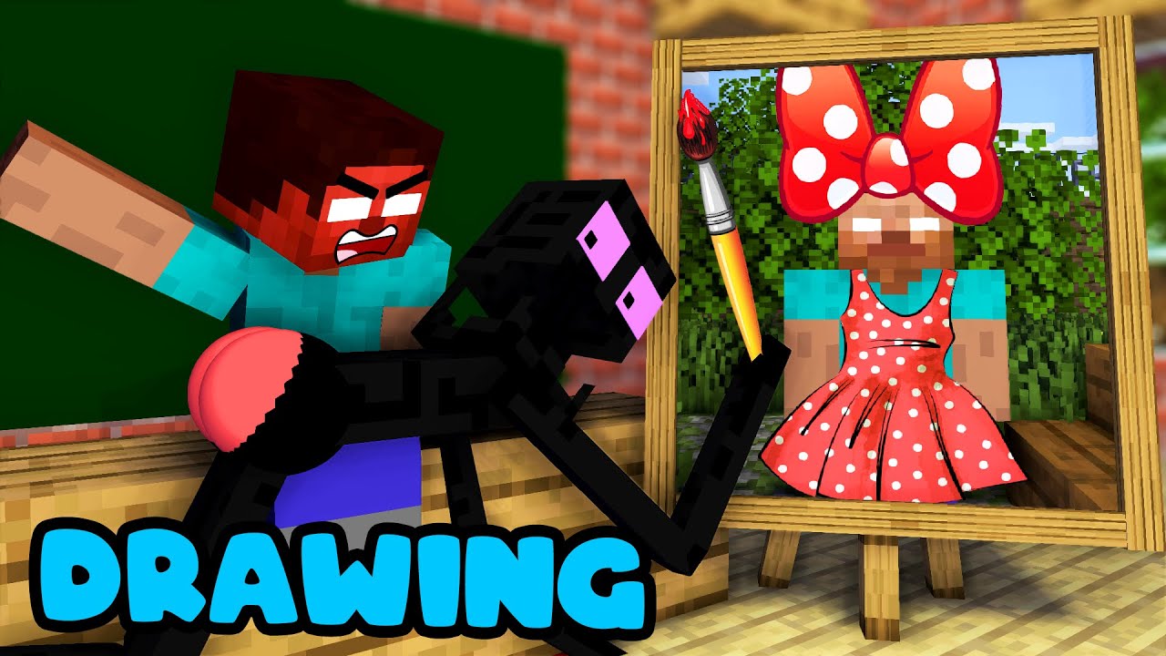 Monster School DRAWING CHALLENGE – Funny Minecraft Animation