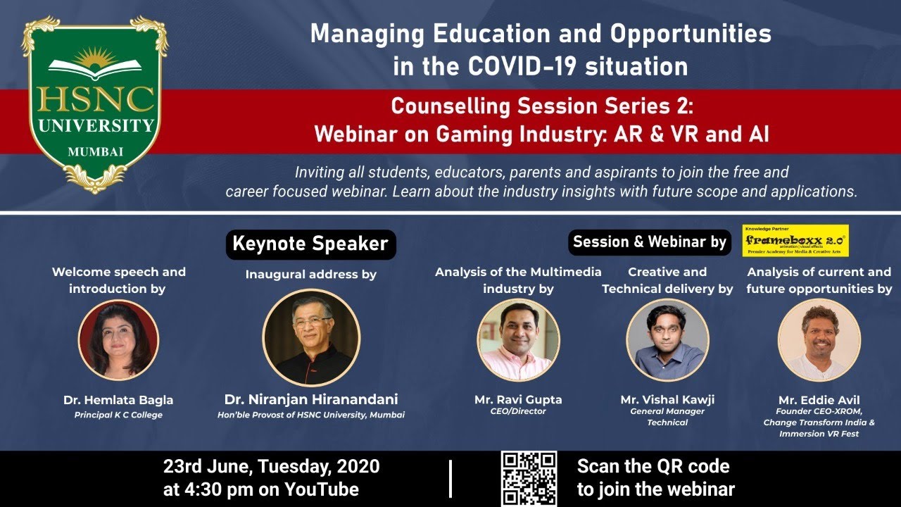 Counselling Session Series 2:Webinar on Gaming Industry : AR & VR and AI