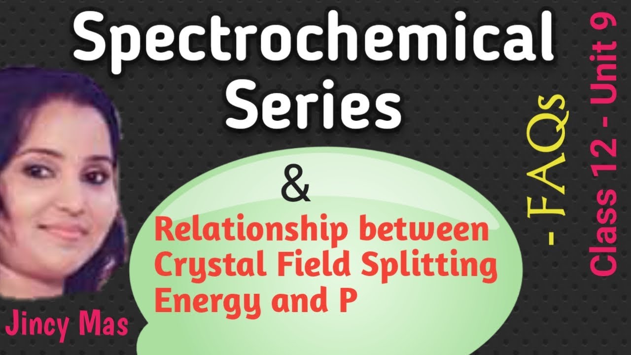 SPECTROCHEMICAL SERIES|RELATION BETWEEN CRYSTAL FIELD SPLITTING ENERGY AND P|CLASS 12|CHEMISTRY