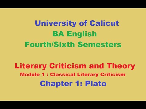 Literary Criticism and Theory/ Classical Criticism- Plato