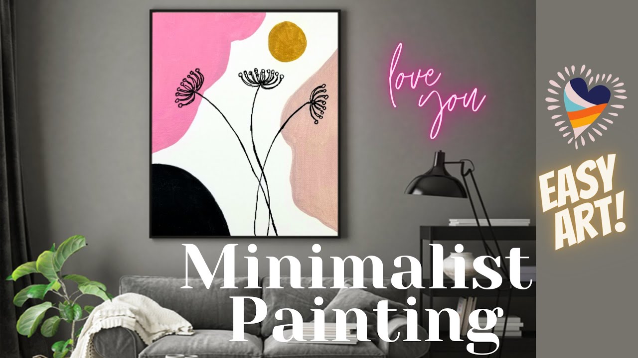 Art # 6  | Simple DIY art | Minimalist Painting | Golden sun and flowers | Acrylic painting