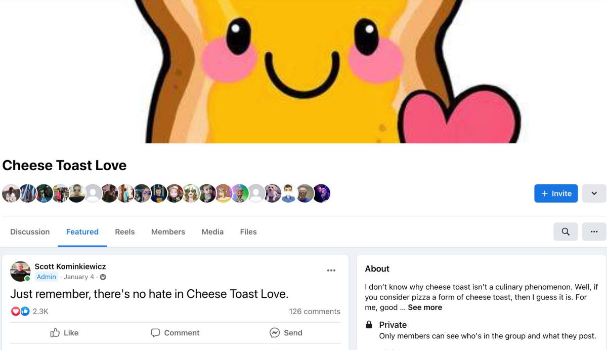 A retiree’s group for cheese toast lovers is an earnest glimpse of Weird Facebook