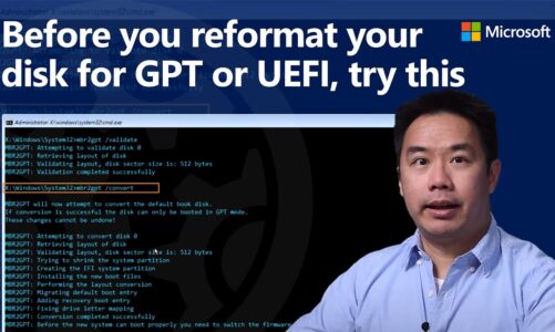 Convert BIOS / MBR to UEFI / GPT without reformatting – MBR2GPT tool | Prepare for Windows 11
