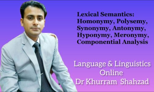 Lexical Semantics: Homonymy, Polysemy, Synonymy, Antonymy, Hyponymy, Meronymy, Componential Analysis