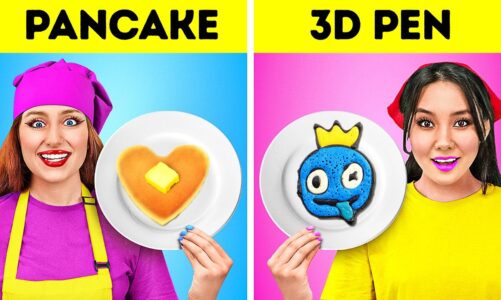 FANTASTIC 3D PEN VS PANCAKE ART CHALLENGE || Huggy Wuggy vs Kissy Missy! Cool DIY Ideas by 123 GO!