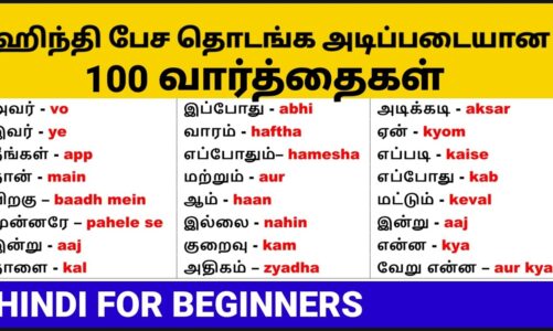 100 Hindi Words with Tamil Meanings | Hindi Word Meaning | Daily Use Hindi words in Tamil