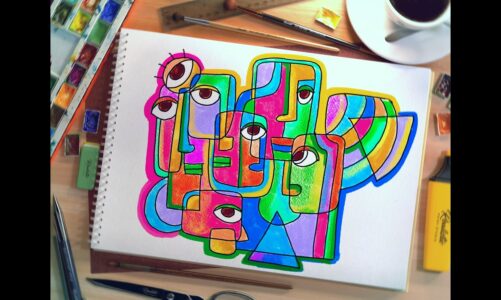 Learn to draw Cubism Picasso inspired portrait | Cubism art lesson for face drawing