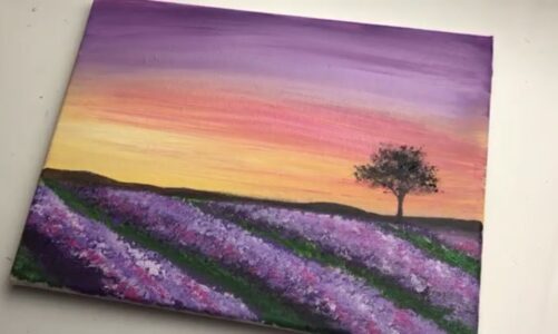 Lavender Field | Acrylic Landscape Painting for Beginners Step by Step | Acrylic Beginner Easy